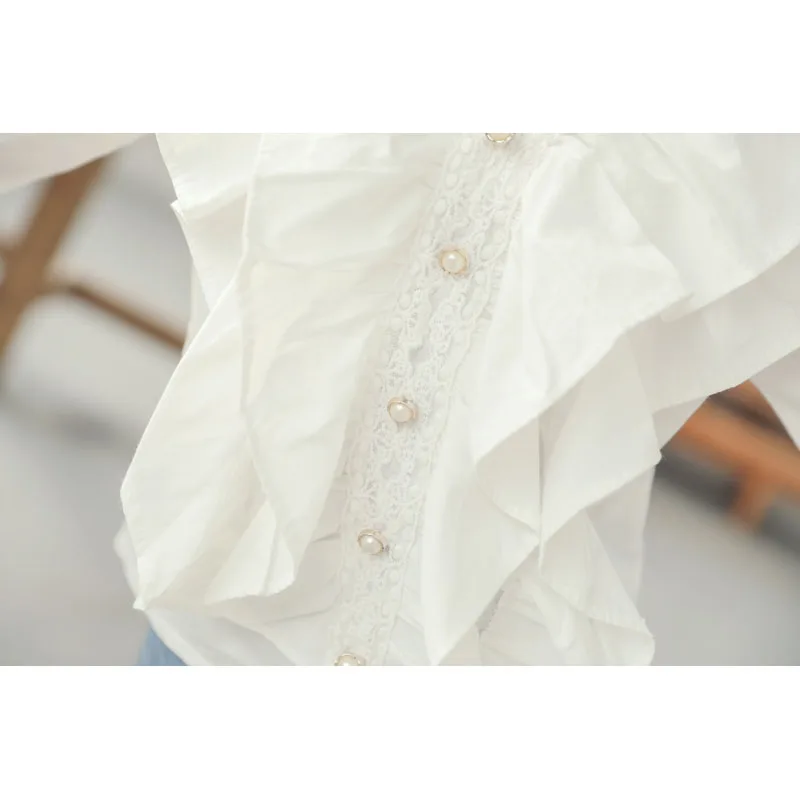 

Toddler Girl Puff Sleeve Top Children Clothes Cotton Turn-down Collar Shirts for Girls Spring Fall Kids Blouses Girls 8 To 12