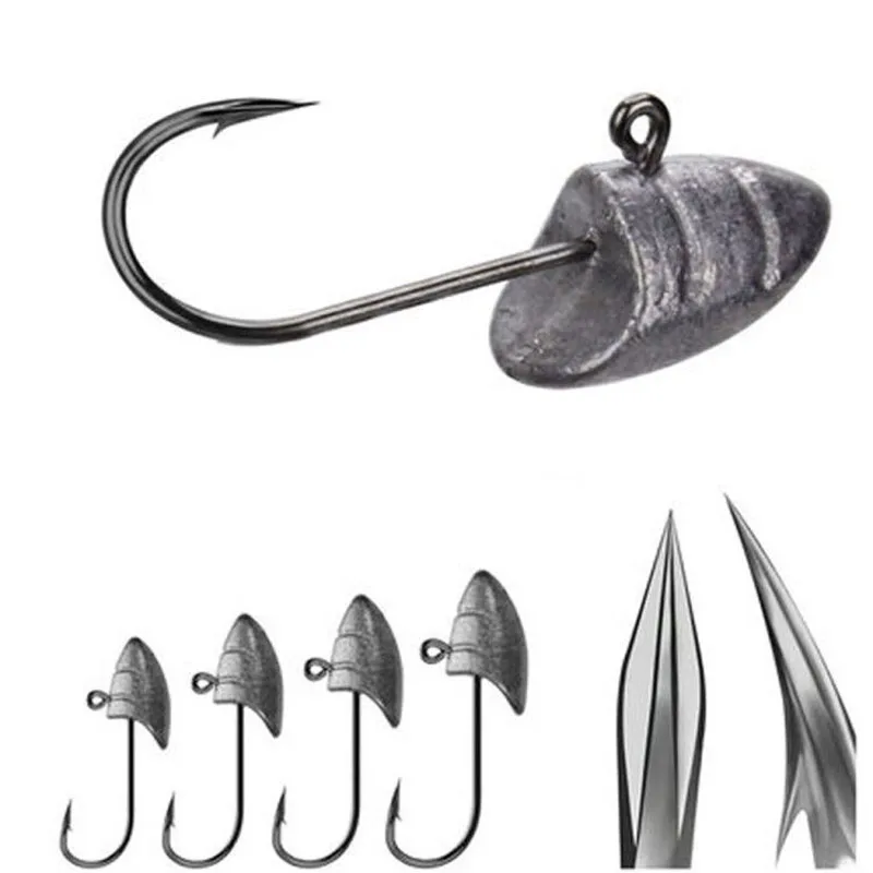 

10 шт./лот 1. Φ 2.5g 3. Φ рыболовные крючки с мормышкой для мягкой приманки в виде червя с утяжеленной головкой, рыболовный крючок с бородкой для л...