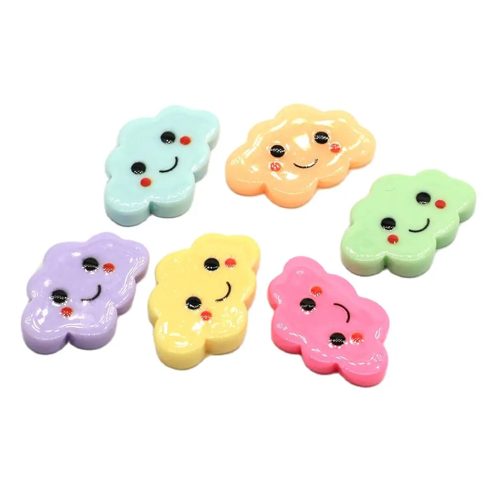 

50/100 шт., разноцветные кавайные пластиковые облака с улыбкой