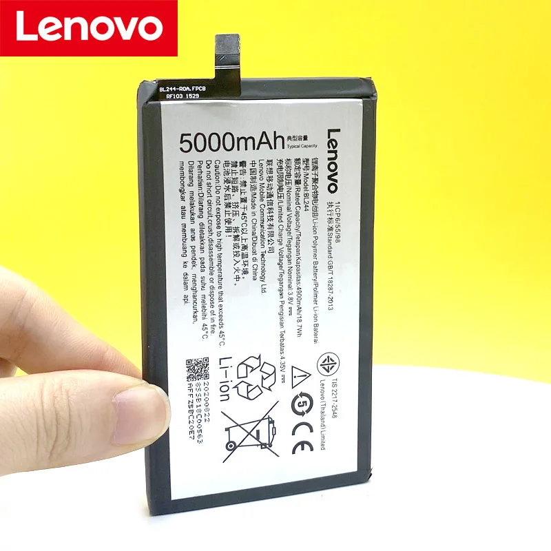 Original BL244 5000mAh For Lenovo Vibe P1 P1A42 P1C58 P1C72 Phone In Stock High Quality Battery | Мобильные телефоны и