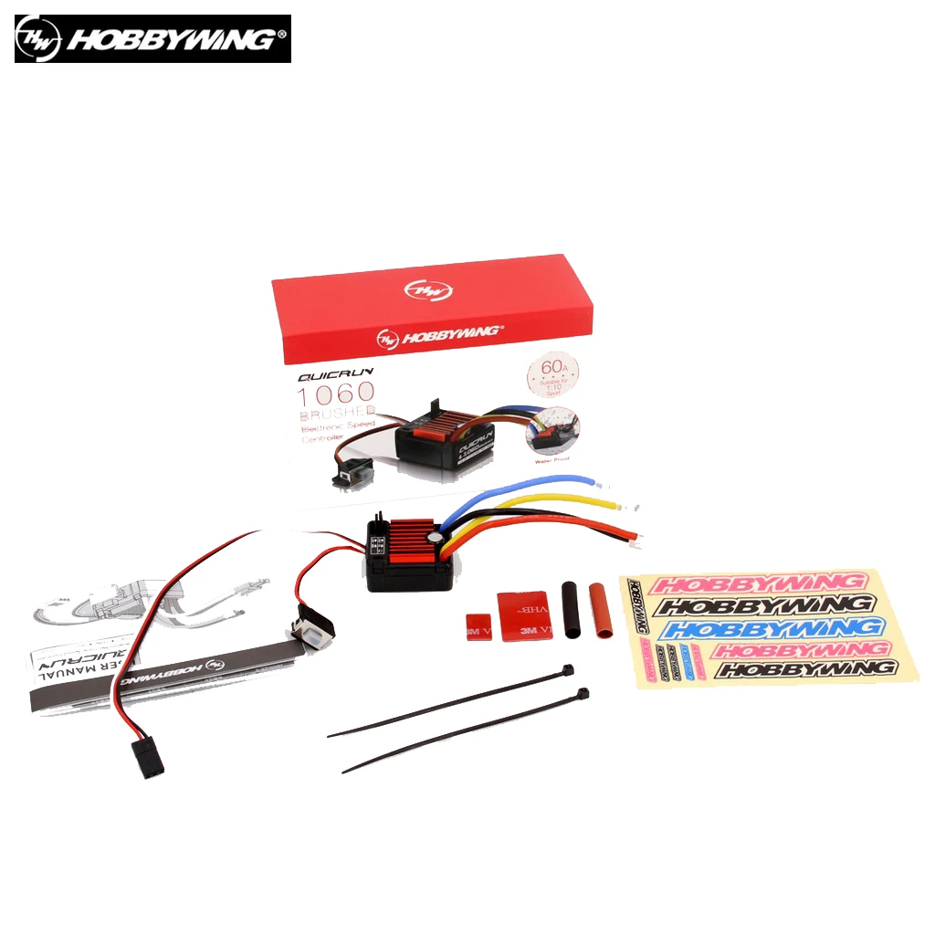 

HobbyWing QuicRun 1060 60A Brushed Electronic Speed Controller ESC For 1:10 RC Car Waterproof For RC Car Boat Robot