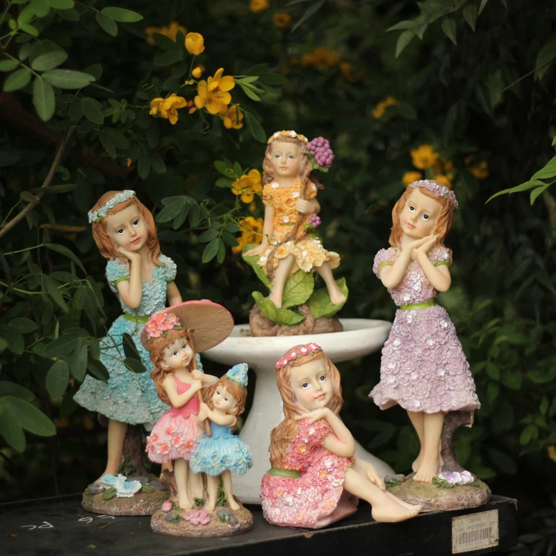 

Садовое украшение, сказочные украшения для двора, ландшафтный домашний декор, миниатюрные садовые миниатюры для двора, девочки