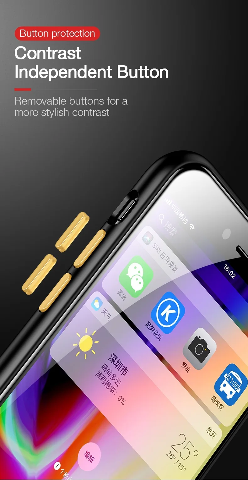 CAFELE чехол для телефона для iPhone 7, 8, 7 plus, 8 plus, PC, жесткая задняя крышка с силиконовым чехлом, чехол с мягкими краями, полупрозрачная задняя крышка для iPhone 7, 8 Plus