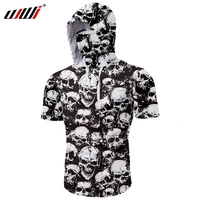 ujwi 3d printing skull shirt harajuku oversize mens black white mask hooded shirt summer youth passion plus size streetwear 5xl