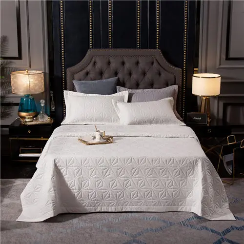 1 New 1pc 245x245cm and 245x265cm gray white cotton Bedspread and 2pcs pillowcase blanket Duvet Quilt bed cover - Цвет: 1