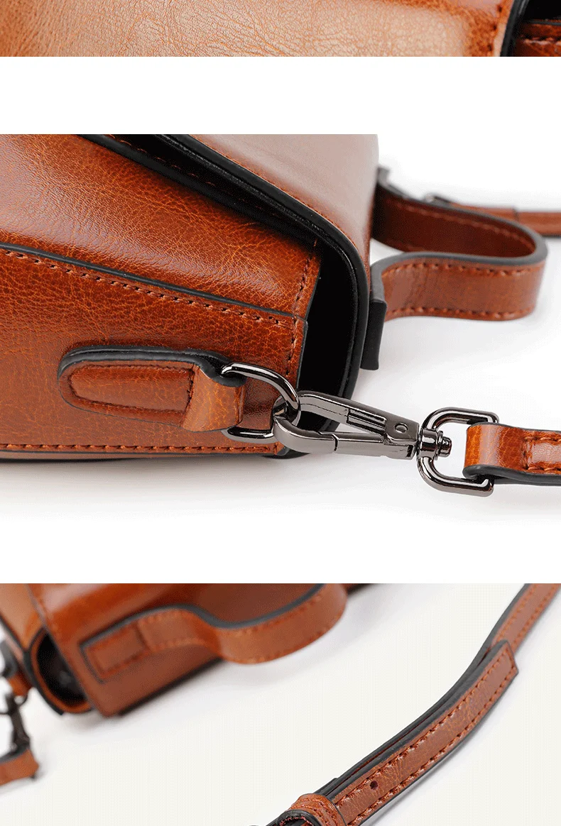 

Summer Women's Bag Classic Retro Oil Wax Cowhide Luxury Brown/ Wine Red Handbag Business/Tourism Shoulder Bag Leather Wholesale