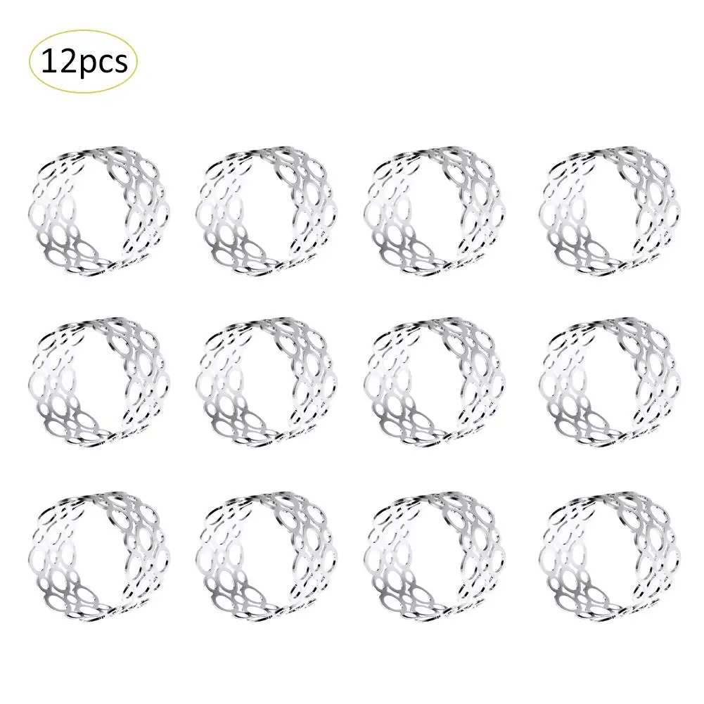12PCS D 12 шт. кольца для салфеток для свадьбы Алмазный держатель для салфеток чашка цветочный орнамент вечерние декор для банкетного стола аксессуары салфетка пряжка - Цвет: 12PCS D