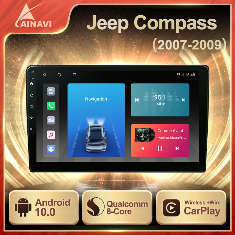 

Aainavi Android 10 QLED Screen Car Radio For Jeep Compass 2007-2009 Auto Stereo Multimedia Player Navigation GPS Head Unit Navi