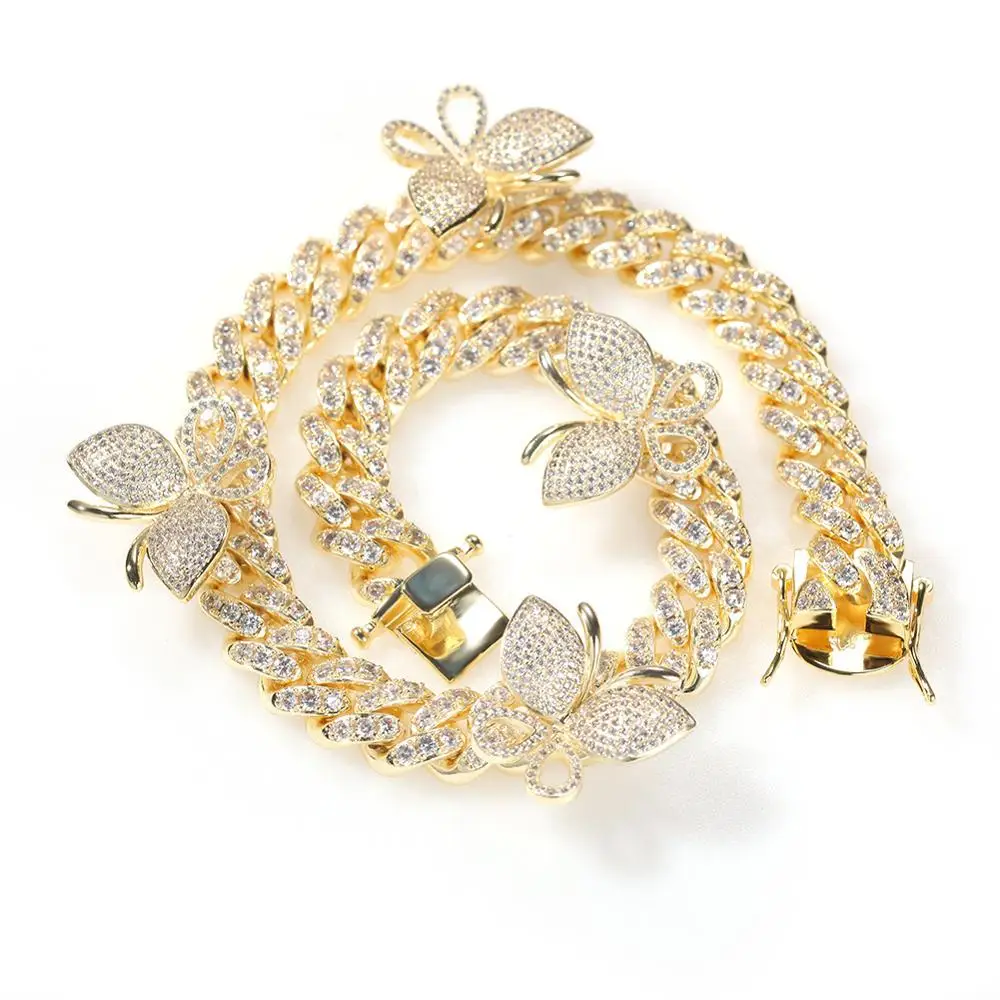 Ожерелье с кулоном в виде бабочки для мужчин и женщин украшение из кубинской цепи