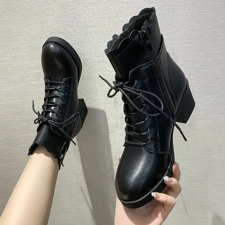 

Новинка Осень 2021, женские осенне-зимние короткие ботинки, женские ботинки на толстой подошве, женские ботинки для увеличения роста, мотоцик...