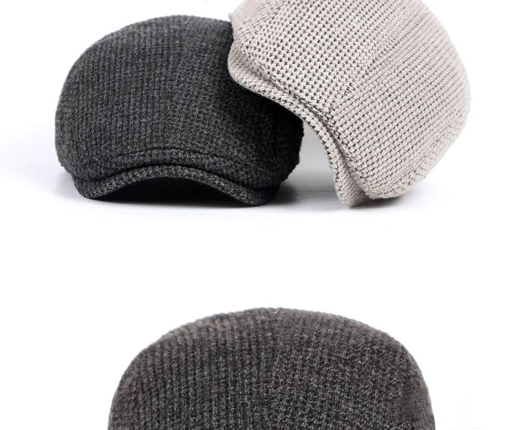 

2021 New Mens Flat Cap Beret Hat Women Soft Newsboy Caps Winter Black Gastby Ivy Knitted Hats