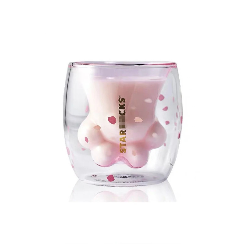 Кошачья лапа с когтями чашка двойными Стекло Кофе кружка рисунком милого кота