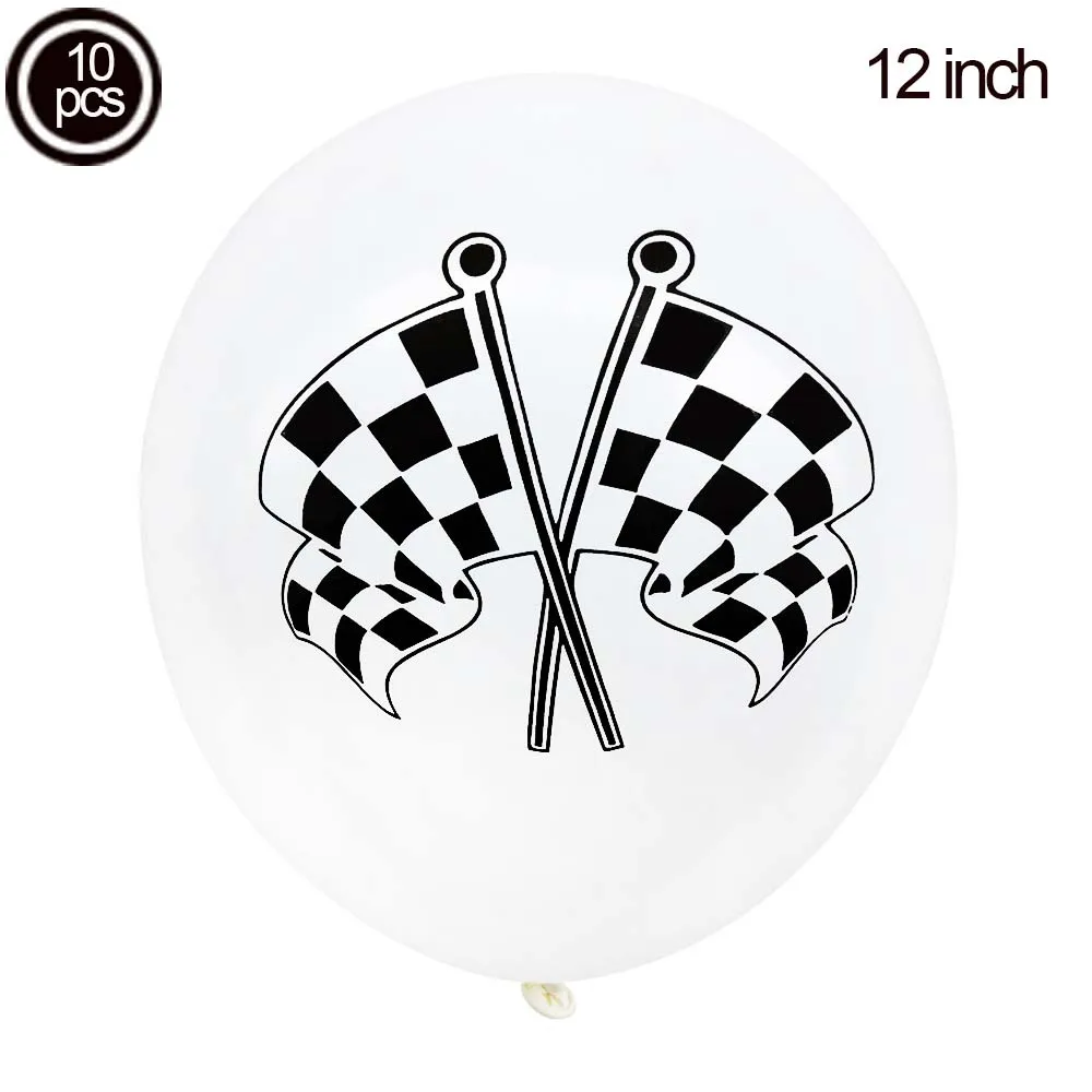 10pcs white2 10 шт. 12 дюймов черно-белый Гоночный флаг латексные шары клетчатые гоночные флаги баллоны Гоночная машина тема вечерние украшения Globos - Цвет: 10pcs white2