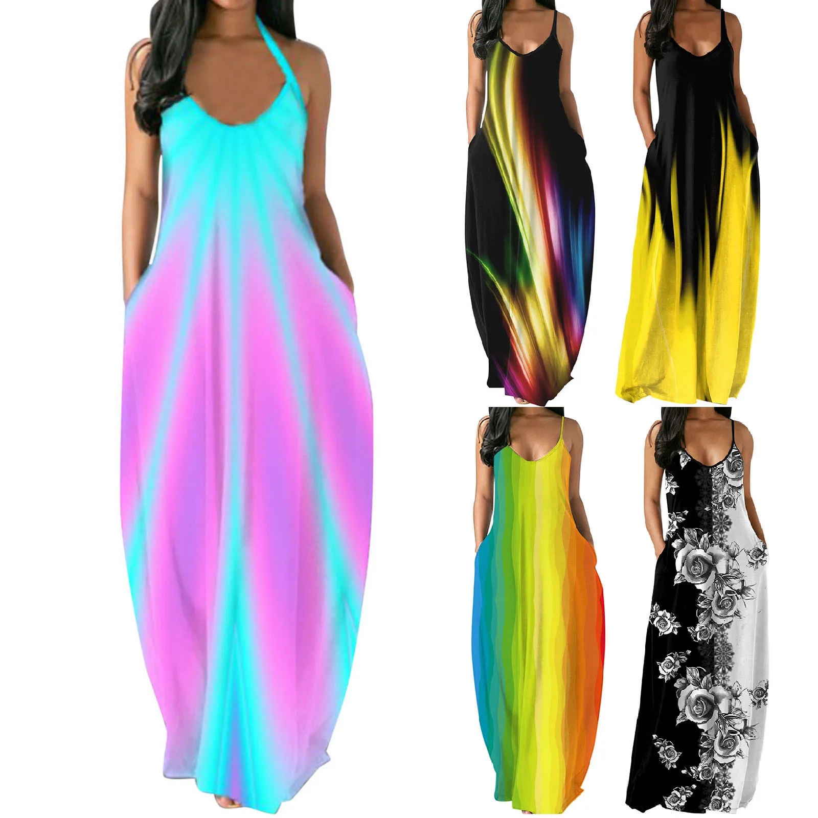 

Plus Size Summer Maxi Dress Women Sexy Sleeveless Backless Party Strap Long Maxi Dresses Ladies 2021 Casual Summer Vestidos C2