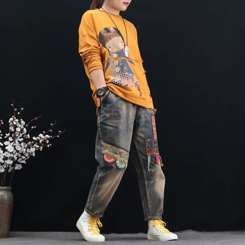 Женские лоскутные Футболки с круглым вырезом и длинным рукавом повседневные