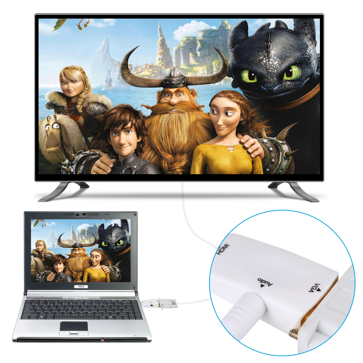 Адаптер AMKLE HDMI в VGA кабель-конвертер с Аудиоразъемом 3 5 мм кабель HD 1080P для X360 PS4 ПК