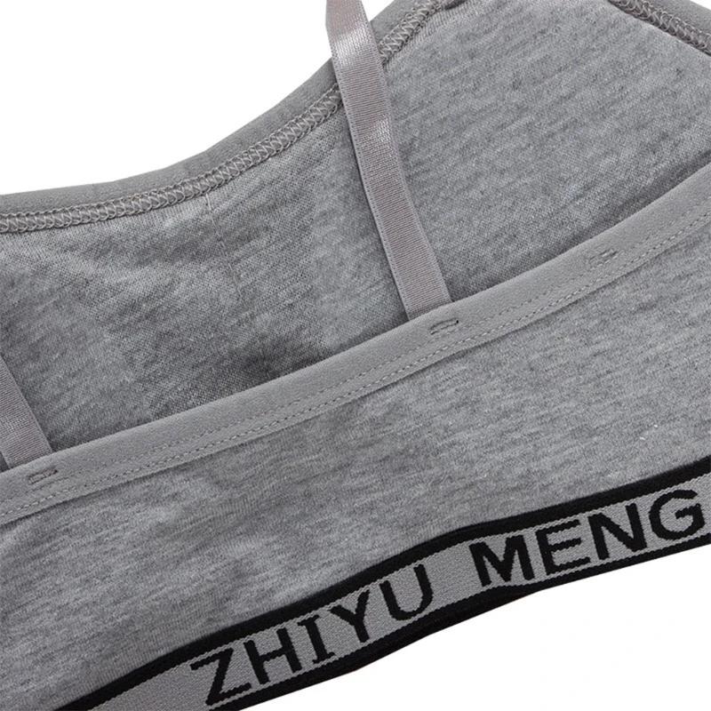 

5Colors Teen Girls Bra Adjustable Strap Letter Printed Underwear Cotton Breathable Unpadded Sport Training Bra for 8 9 10 11 12