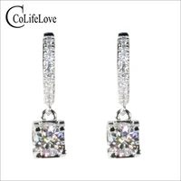 colife jewelry dazzling moissanite dangler for wedding 0 5ct 1ct f color moissanite drop earrings 925 silver moissanite eardrop