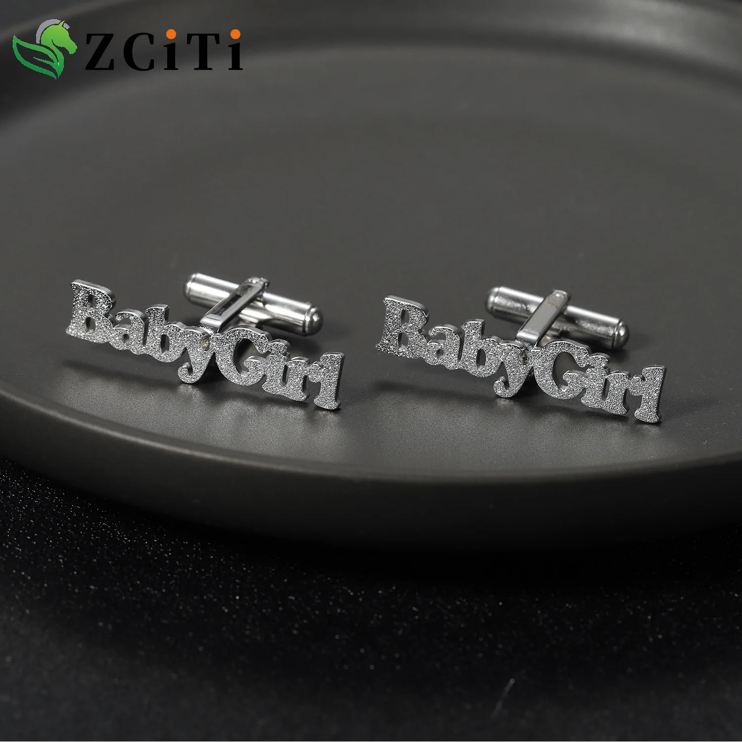 Personalized Name Cufflinks Light Plated Frosted Stainless Steel Jewelry & Custom Name Cufflinks for Women Party Fashion Gift