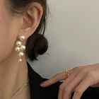 2021 новые модные корейские большие белые жемчужные Висячие серьги для женщин богемные Золотые круглые циркониевые бриллианты подарок