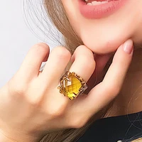 multi cut irregular golden stones ring fantastic jewelry for party 2 tone unique design rings womens jewellery