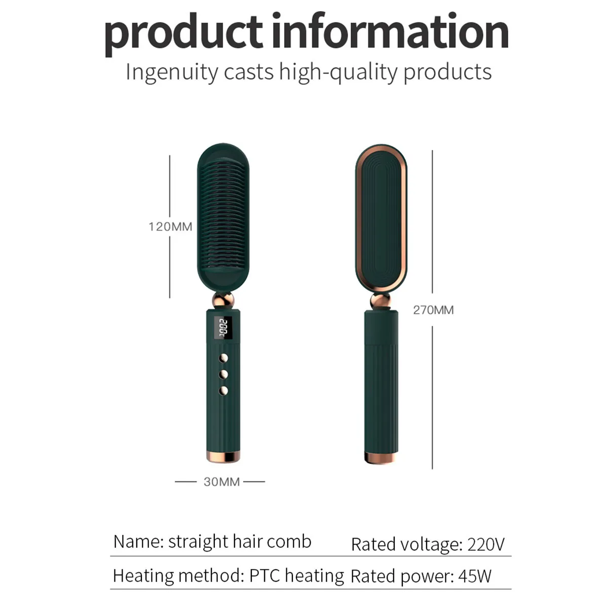 

Multifunctional Hair Comb Curling Iron Hair Volumize Flatten Side and Straighten Hair Curler Comb Brushes Quick Hair Styler