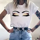 Женская футболка в стиле Харадзюку, с принтом в виде ресниц