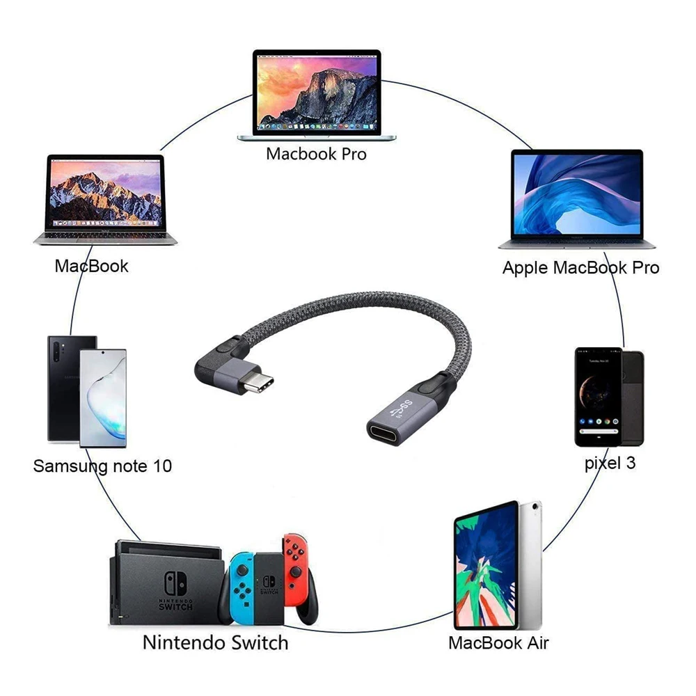 

5A USB C Extension Cable Male to Female PD 100W Fast Charging Data For Macbook Type C 3.1 Gen 2 Charger Wire USBC Extender Cord