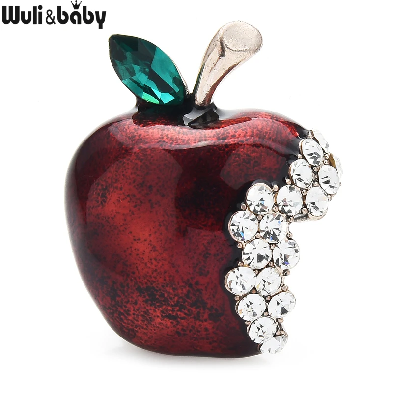 Wuli&baby Rhinestone Apple Brooches For Women Unisex Enamel Fruits Party Office Brooch Pins Gifts | Украшения и аксессуары
