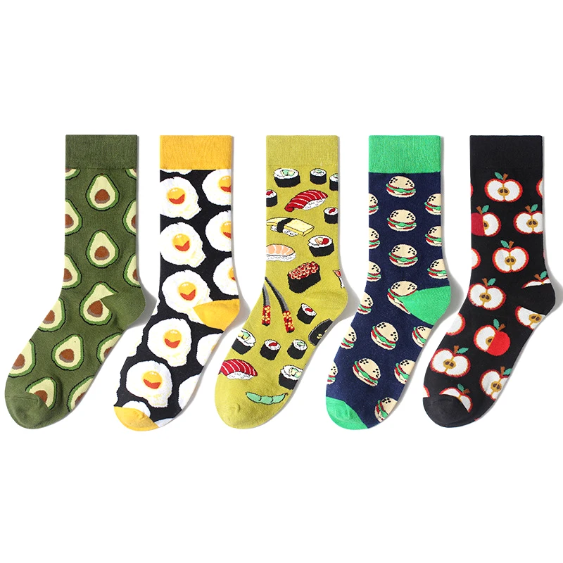 

Women Socks Food Fruit Flowers Plants Striped Middle Tube Personalized Cotton Socks Unisex Skateboard Socks Spring For Conple