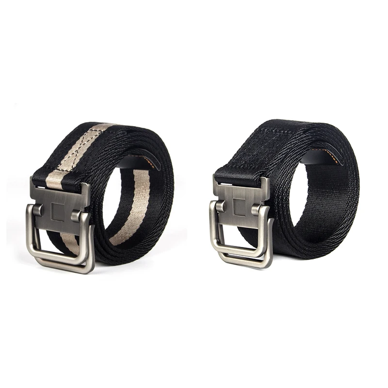 

Men Fashion Double-Ring Buckle Belt Nylon Canvas Belt Youth Canvas Outdoor Belt