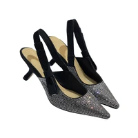 chare100 french original logo high heeled womens shoes are the most classic style pointed heel round head diamond bow with box
