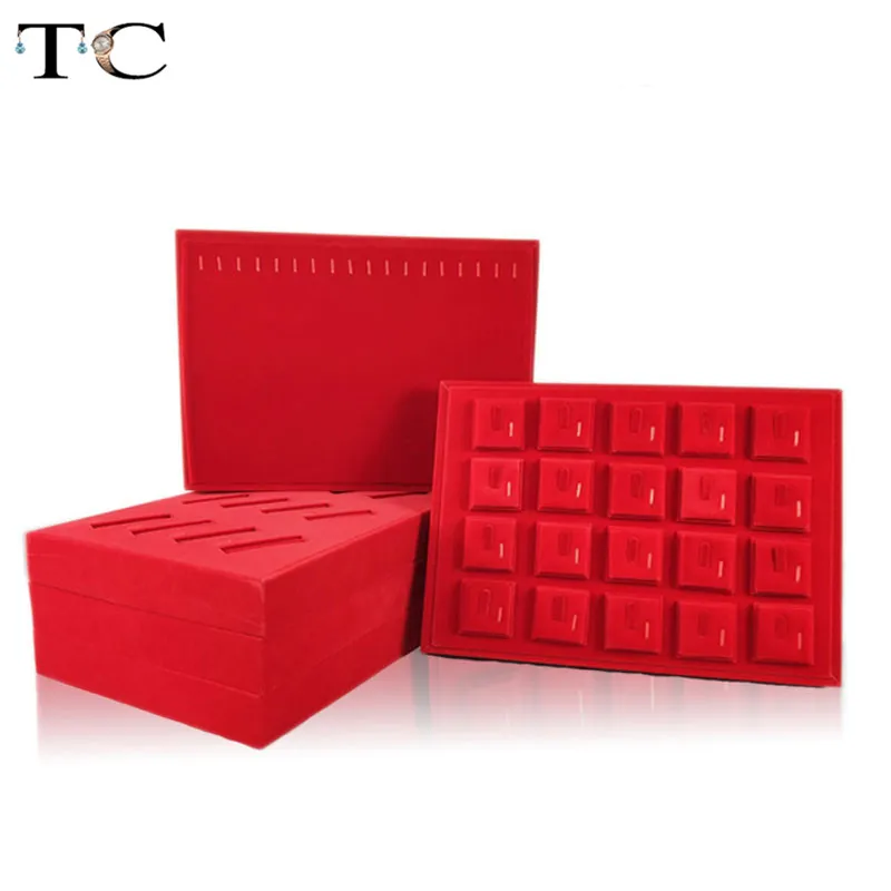 Красный бархат ювелирные изделия Дисплей подставка держатель лотка кольца