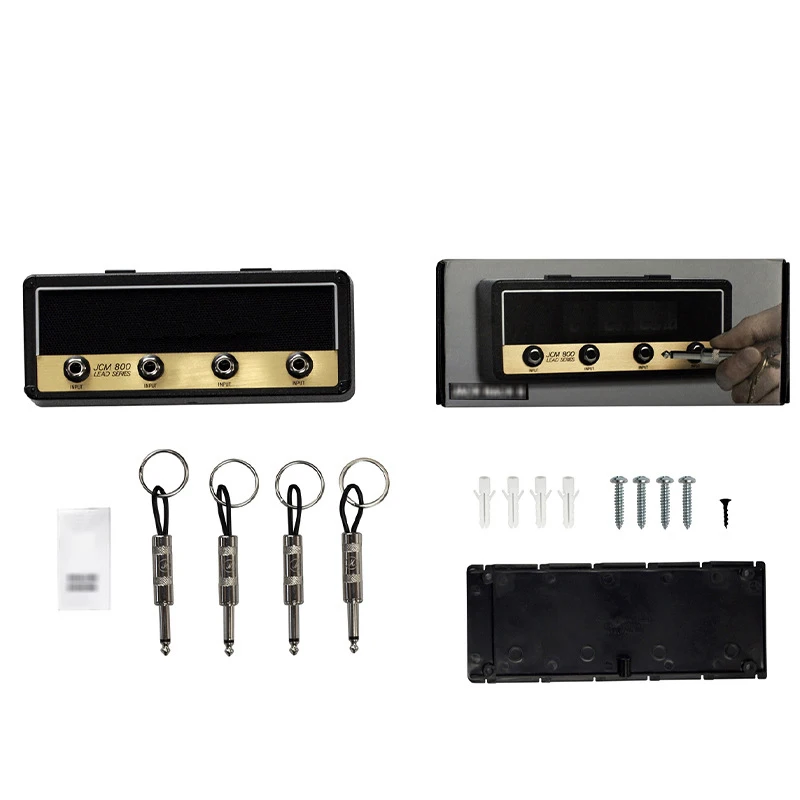 

2 In 1 Vintage Shape Jack Rack Rock Style With Four Guitar Pug Key Chains Vintage Speaker Shape Guitar Key Holder