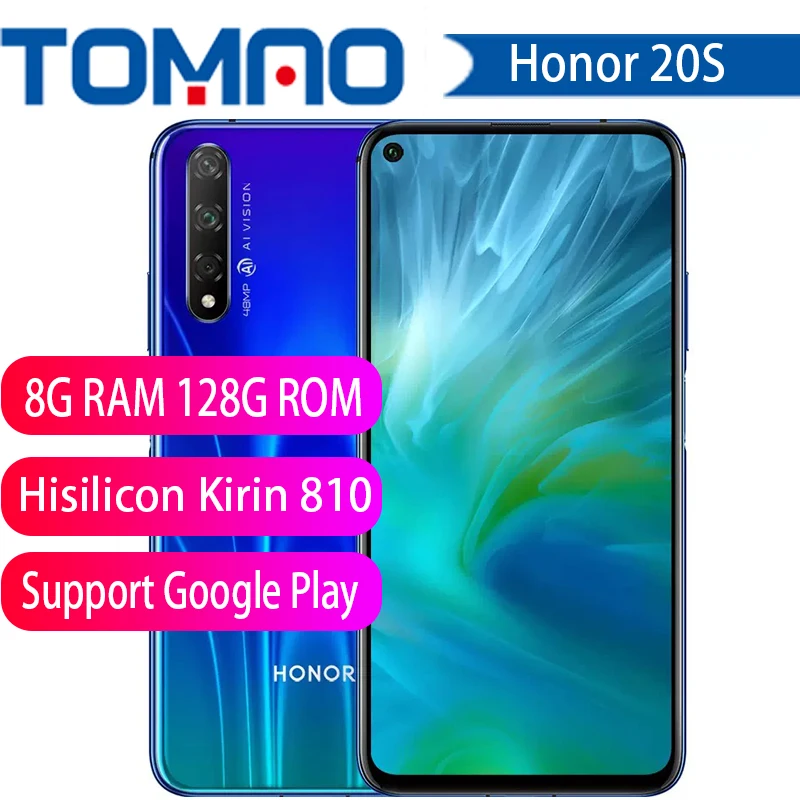 Honor 20 S мобильный телефон honor 20 S 6,26 дюймов Восьмиядерный Android 9,0 отпечаток пальца ID GPU Turbo 3,0 Google play 20 Вт Быстрая зарядка