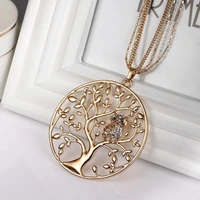 exquisite fashion personality owl womans pendant necklace creative tree of life hollow necklace jewelry accessories
