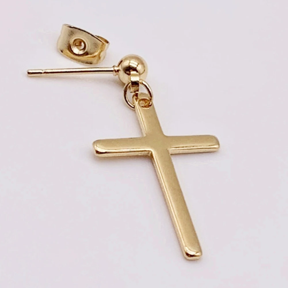 1 шт. сережки из нержавеющей стали подвеска в виде креста золотые серебристые