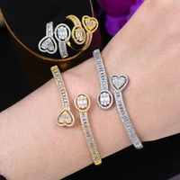 godki trendy luxury heart love statement bangle cuff ring sets jewelry set for women wedding cubic zirconia dubai party bracelet