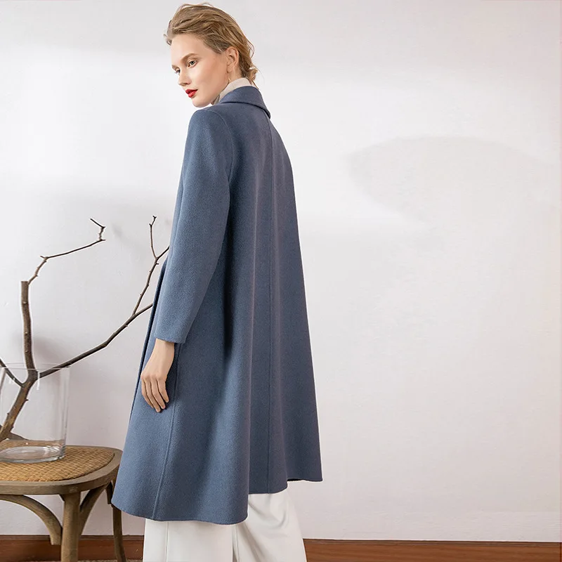 Elifashion Осеннее и зимнее двустороннее шерстяное пальто женское средней длины