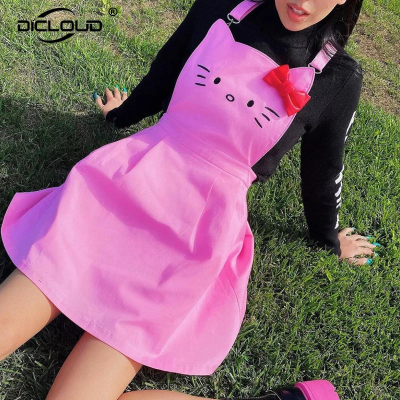 Милое розовое платье Y2k для девочек женские летние мини-платья в стиле