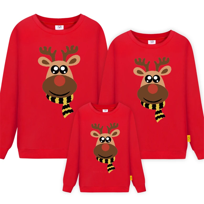 

Christmas Family Look Sweatshirt Elk Deer Family Matching Outfits Winter New Year Xmas Warm Sweater Dad Mommy and Me Clothes