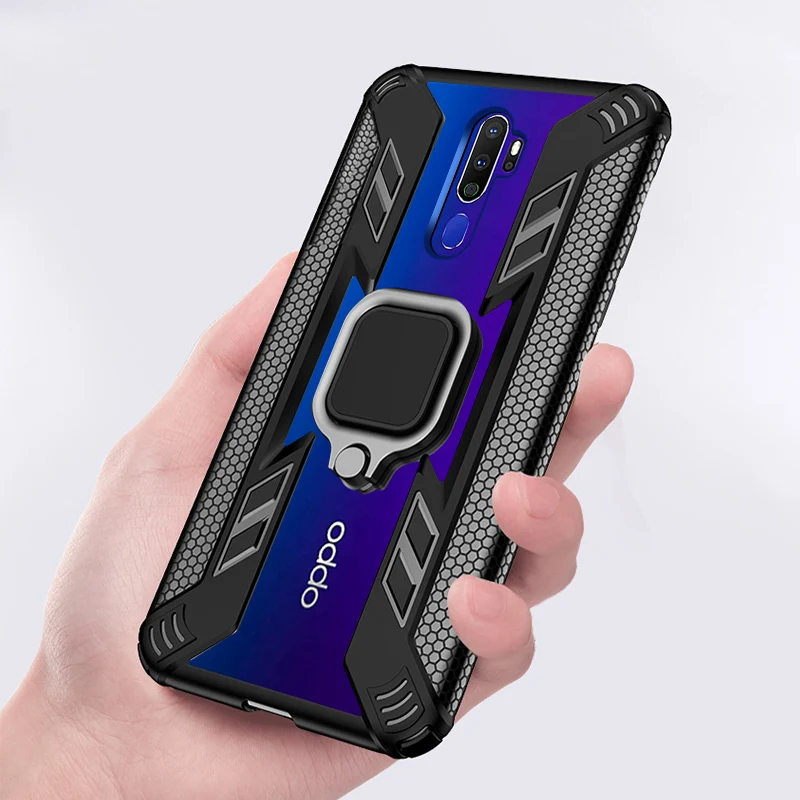 KEYSION Shockproof Armor Case for OPPO A9 2020 A5 Stand Magnetic Holder Ring Back Cover | Мобильные телефоны и аксессуары