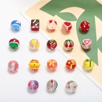 hand painted childlike color cartoon cherry strawberry christmas glass bead diy handmade jewelry earrings accessories material