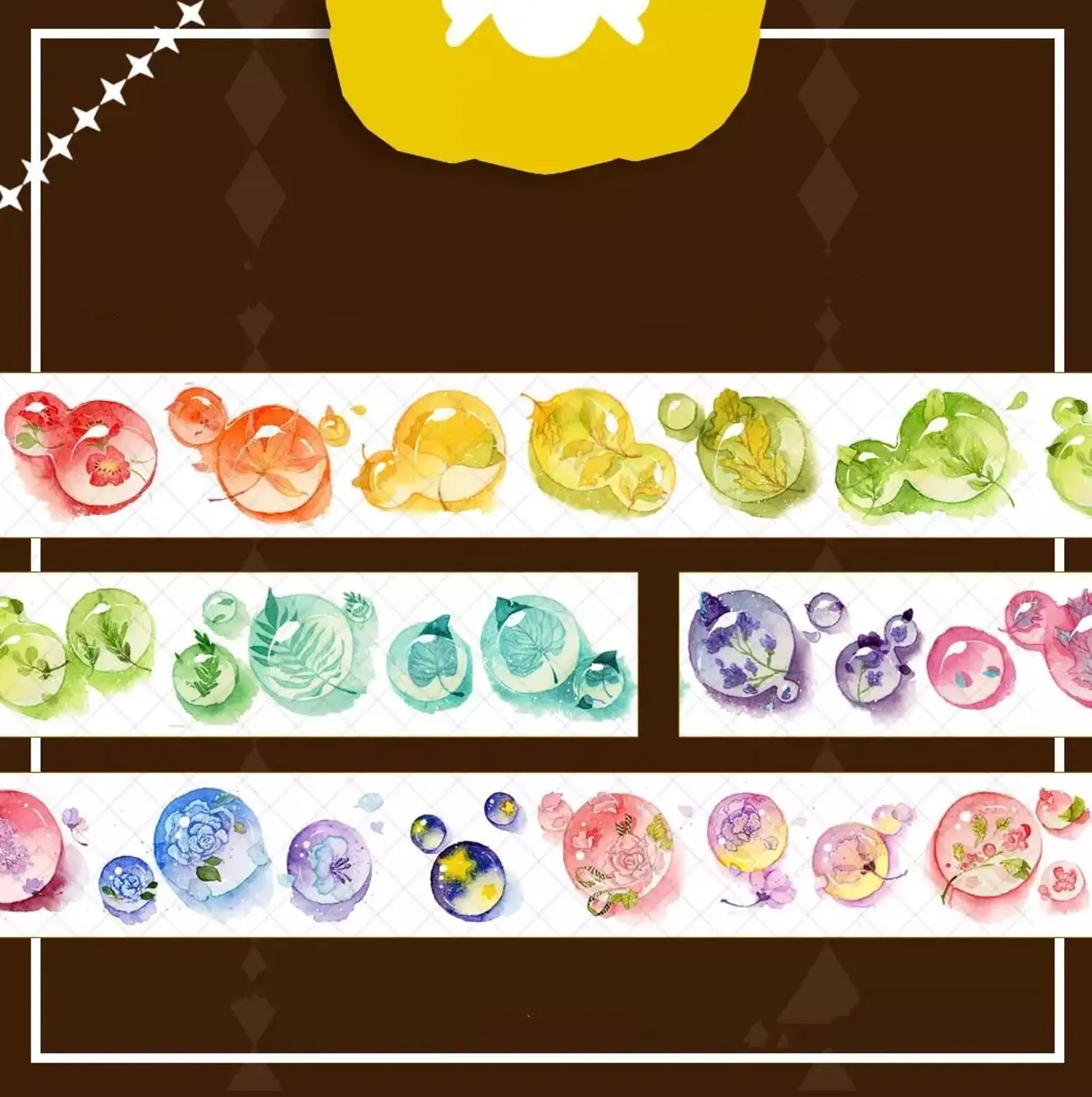 

Water Drops and Leaves Shadow Washi Tapes Bullet Journal Masking Tape Adhesive Tape DIY Scrapbooking Washi Stickers