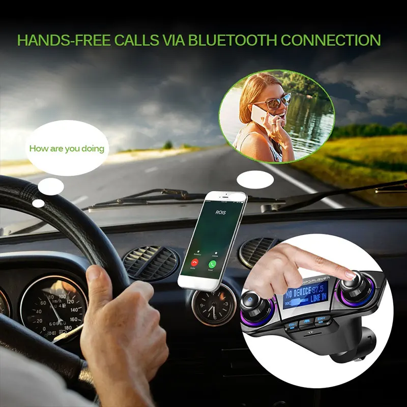 Bluetooth приемник fm передатчик Громкая связь вызов адаптер DC12 24V HFP/HSP A2DP USB зарядка