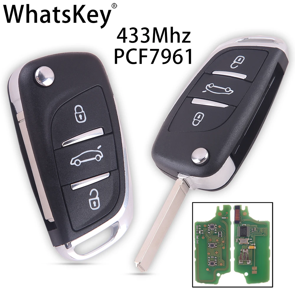 Модифицированный откидной дистанционный ключ WhatsKey ID46 с 3 кнопками для Peugeot 307 408 308