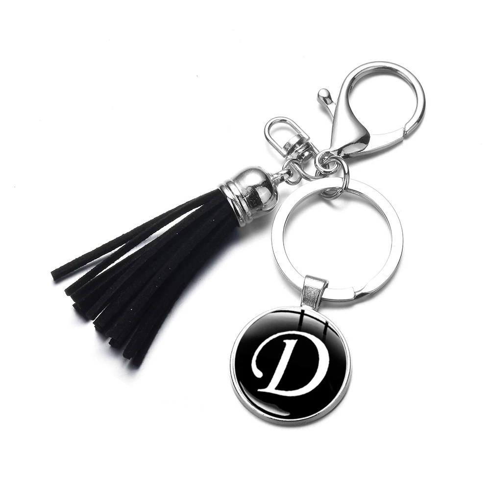 Простой женский брелок с 26 английскими буквами стеклянный драгоценным камнем