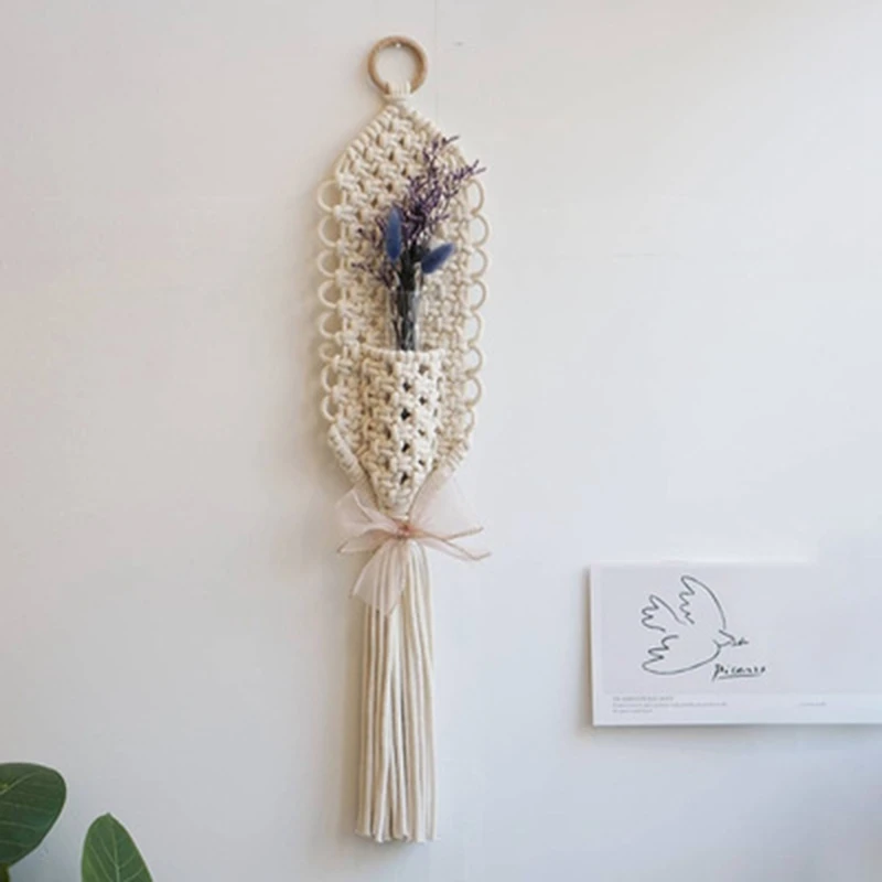 

Hanging Tapestry Bohemian Tassel Tapestry Weaving Flowerpot Net Bag Green Plant Hanging Basket Hanger Wall Flow