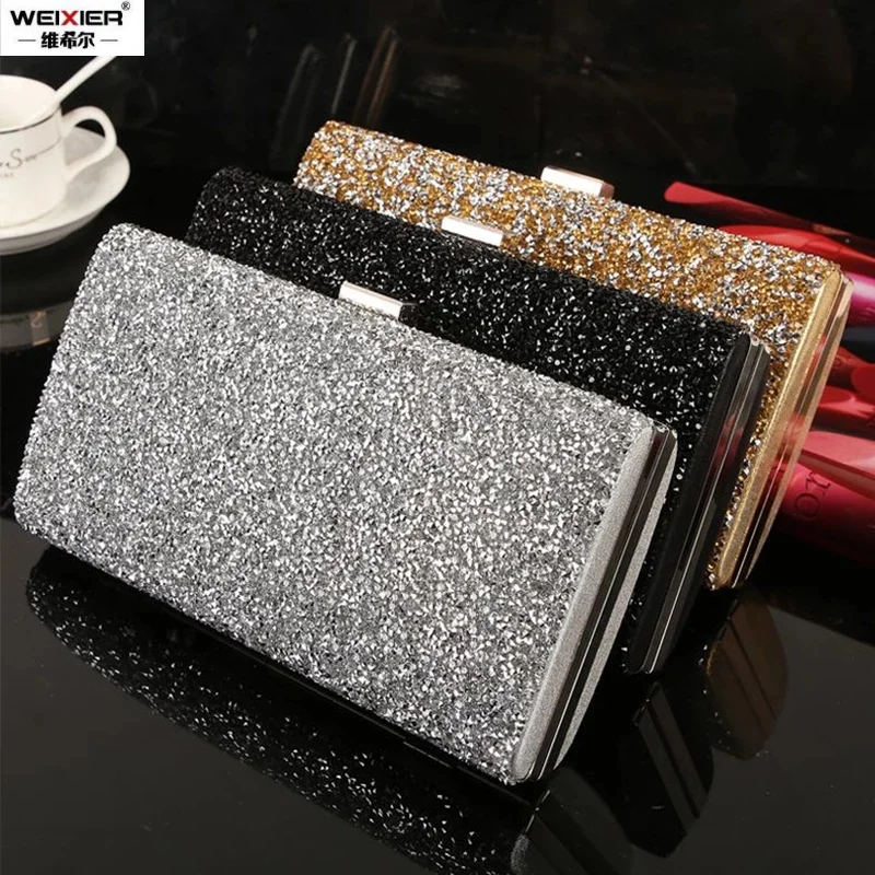 

Женская вечерняя сумка-клатч с блестками и стразами