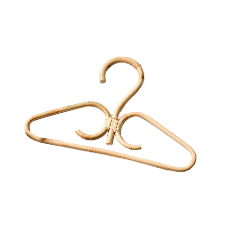 

2Pcs Rattan Clothes Hanger Natural Rattan Hand-Woven 3 Hook Hanger for Home Wardrobe Clothing Store Decor